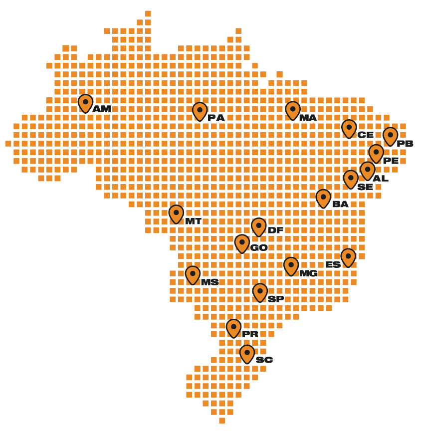 Mapa de atuação Cerus no Brasil